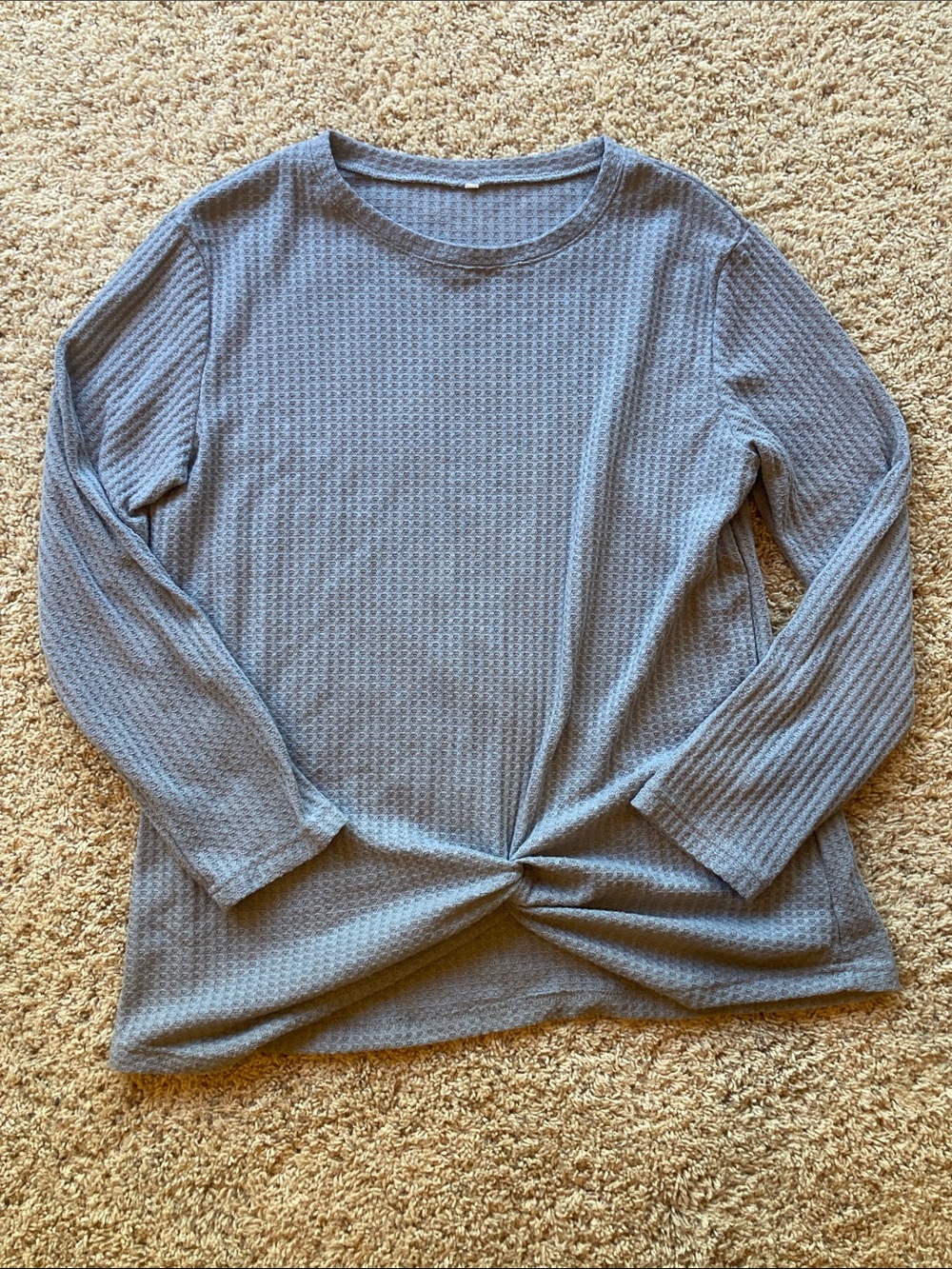 Source Unknown Soft Twist-Hem Long Sleeve Top - Light Blue